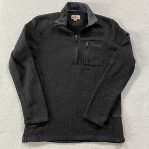 Woolrich Mens Medium Quarter Zip Fleece Pullover Charcoal Gray Heather Pocket